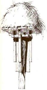 An external view of the earth-covered birdhouse.